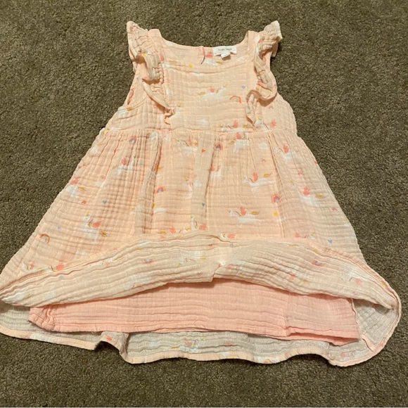 Peach Kids Dress with Ruffle Sleeves - Picture 2 of 6